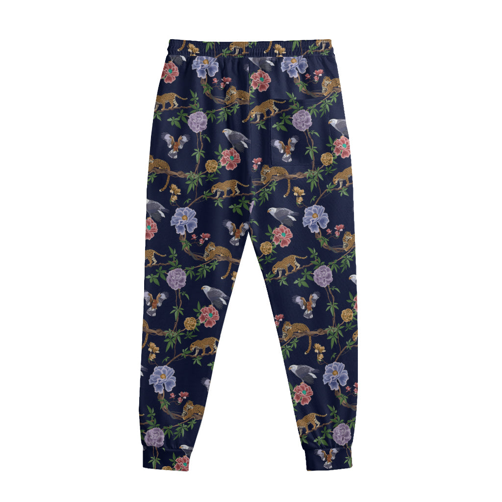 Eagle And Jaguar Pattern Print Sweatpants