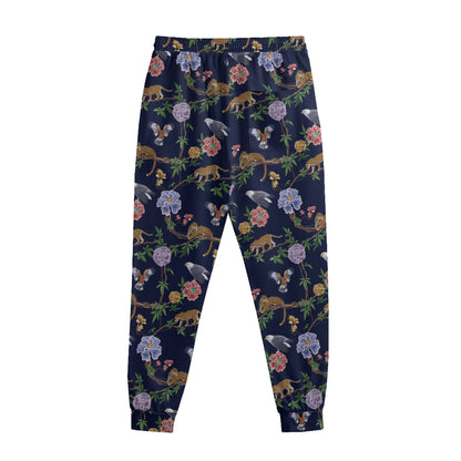 Eagle And Jaguar Pattern Print Sweatpants