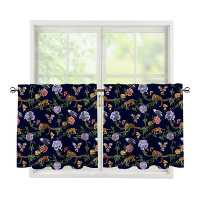 Eagle And Jaguar Pattern Print Tier Curtains