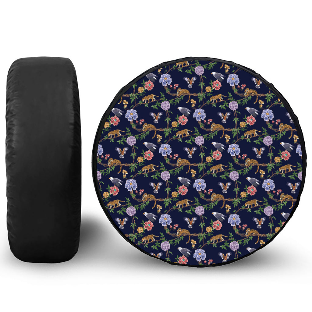Eagle And Jaguar Pattern Print Tire Cover
