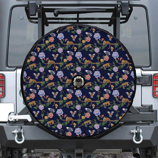 Eagle And Jaguar Pattern Print Tire Cover With Camera Hole