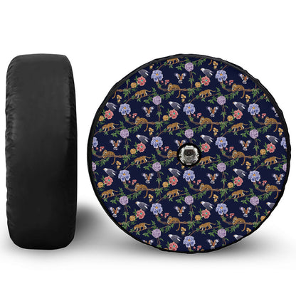 Eagle And Jaguar Pattern Print Tire Cover With Camera Hole