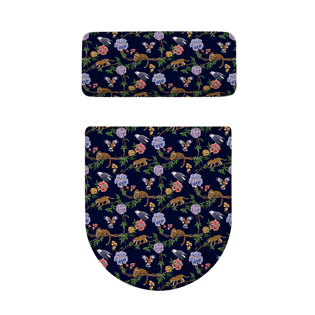 Eagle And Jaguar Pattern Print Toilet Lid And Tank Cover Set