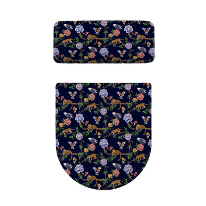 Eagle And Jaguar Pattern Print Toilet Lid And Tank Cover Set