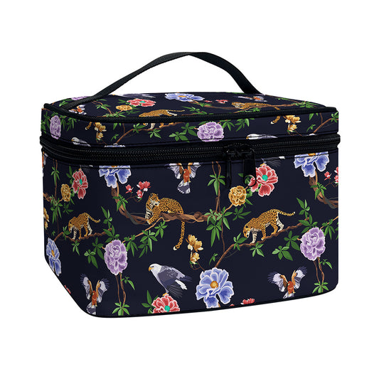 Eagle And Jaguar Pattern Print Travel Makeup Bag