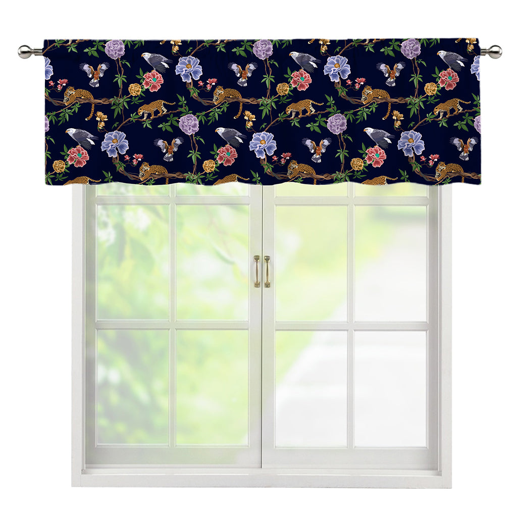 Eagle And Jaguar Pattern Print Window Valance