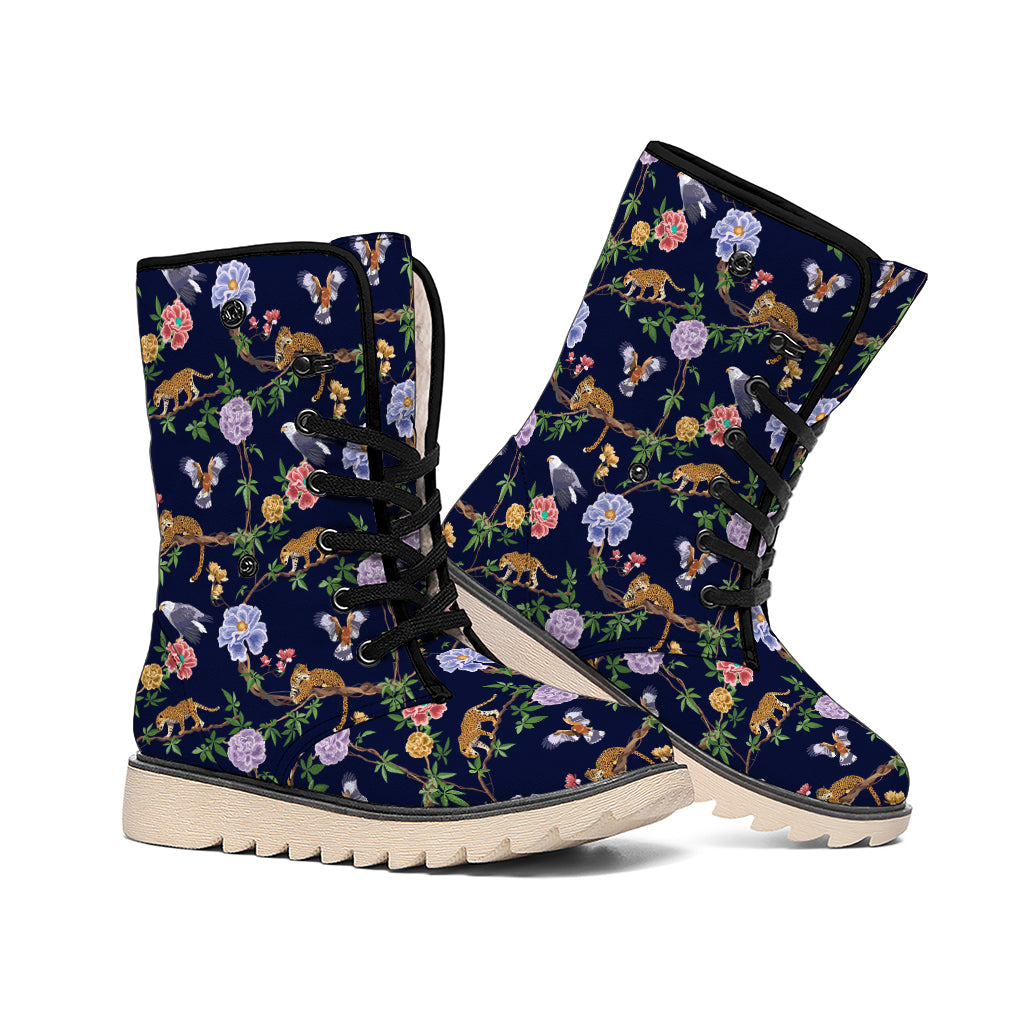 Eagle And Jaguar Pattern Print Winter Boots