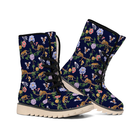 Eagle And Jaguar Pattern Print Winter Boots