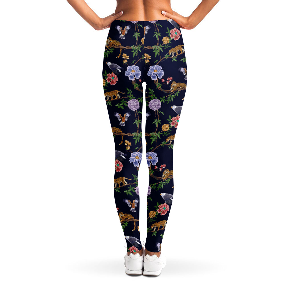 Eagle And Jaguar Pattern Print Women's Leggings
