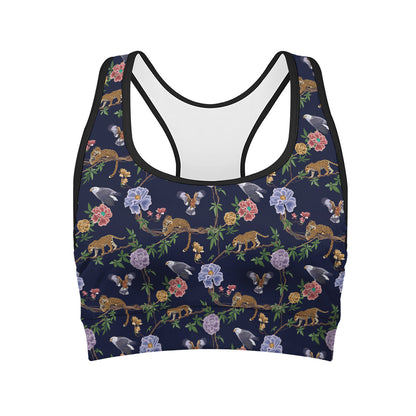 Eagle And Jaguar Pattern Print Women's Sports Bra