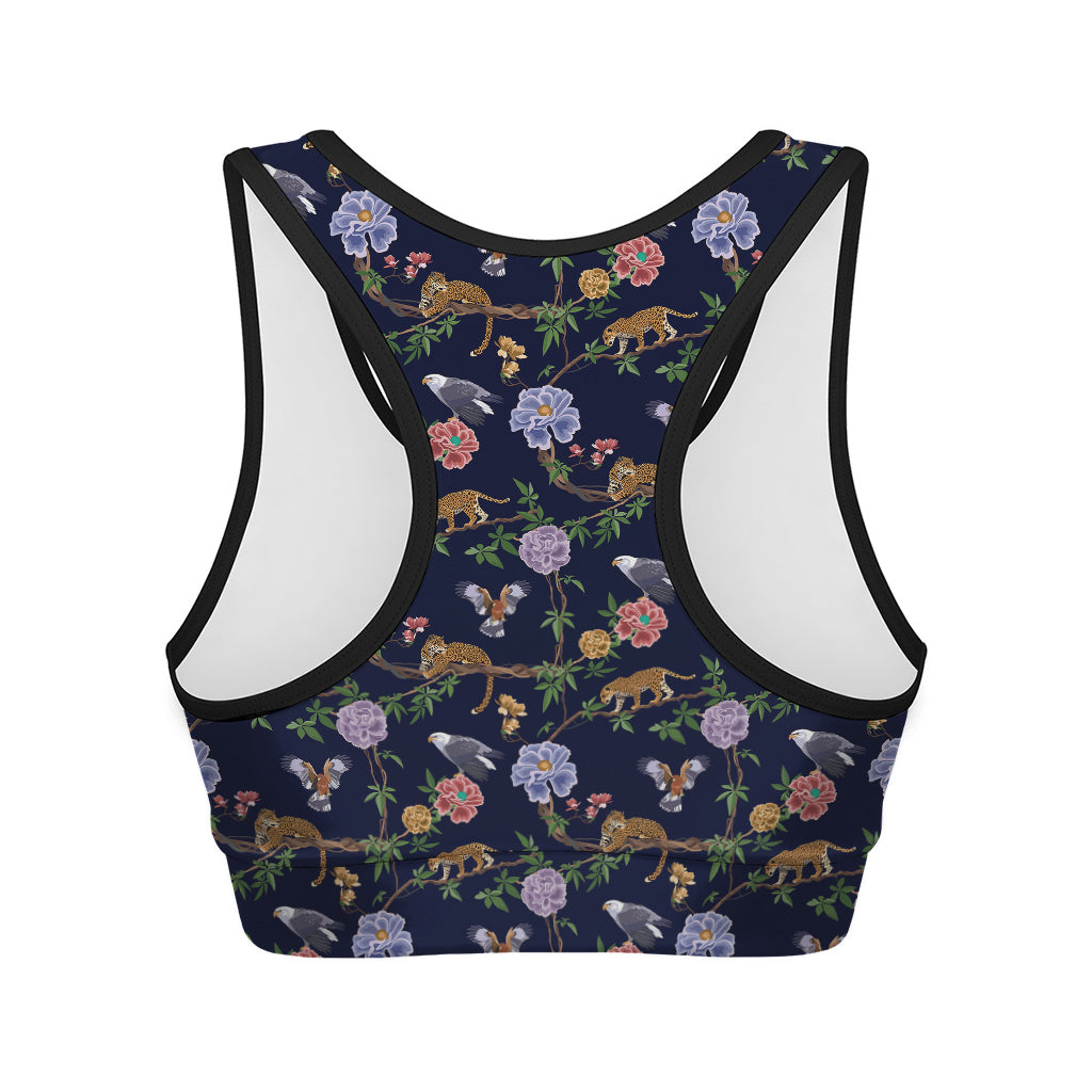 Eagle And Jaguar Pattern Print Women's Sports Bra