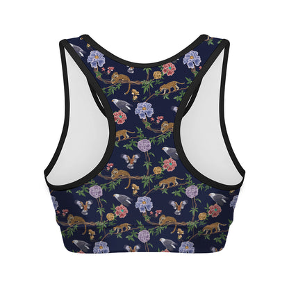 Eagle And Jaguar Pattern Print Women's Sports Bra