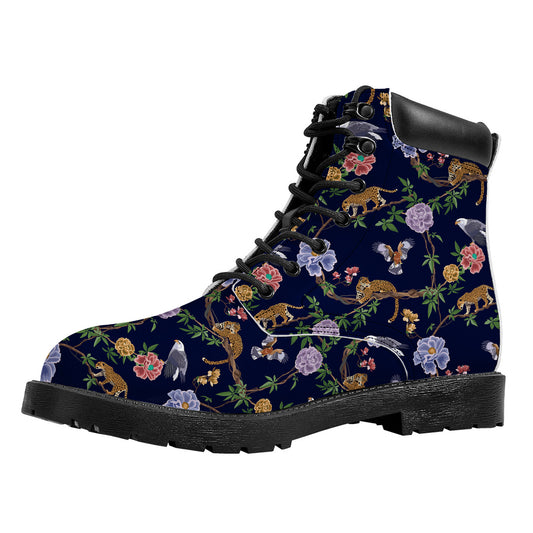 Eagle And Jaguar Pattern Print Work Boots