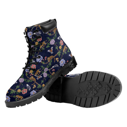 Eagle And Jaguar Pattern Print Work Boots