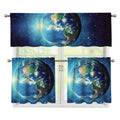 Earth And Space Print 3 Piece Kitchen Curtains
