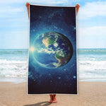 Earth And Space Print Beach Towel
