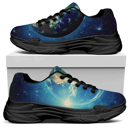 Earth And Space Print Black Chunky Shoes