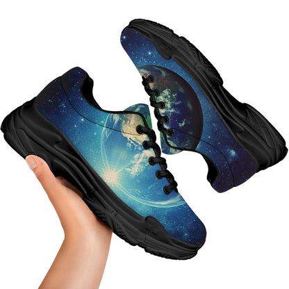 Earth And Space Print Black Chunky Shoes