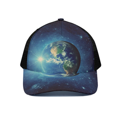 Earth And Space Print Black Mesh Trucker Cap