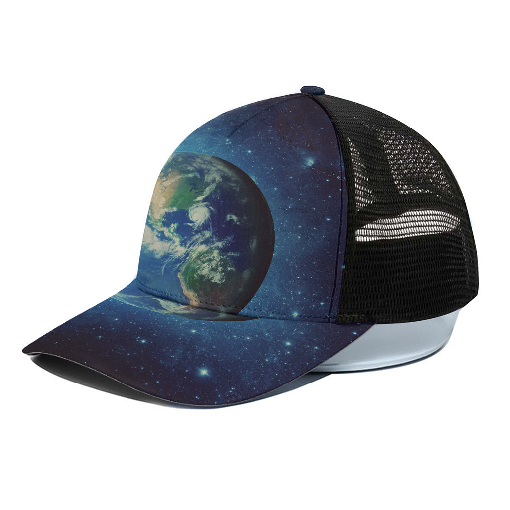 Earth And Space Print Black Mesh Trucker Cap