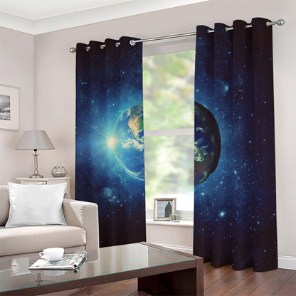 Earth And Space Print Blackout Grommet Curtains
