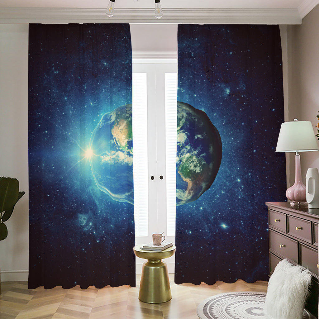 Earth And Space Print Blackout Pencil Pleat Curtains