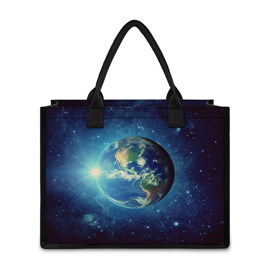 Earth And Space Print Canvas Tote Bag