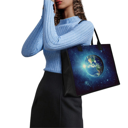 Earth And Space Print Canvas Tote Bag