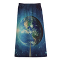 Earth And Space Print Cotton Front Slit Maxi Skirt