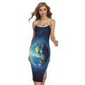 Earth And Space Print Cross Back Cami Dress
