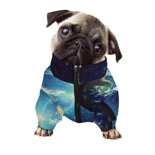Earth And Space Print Dog Zip Up Jacket