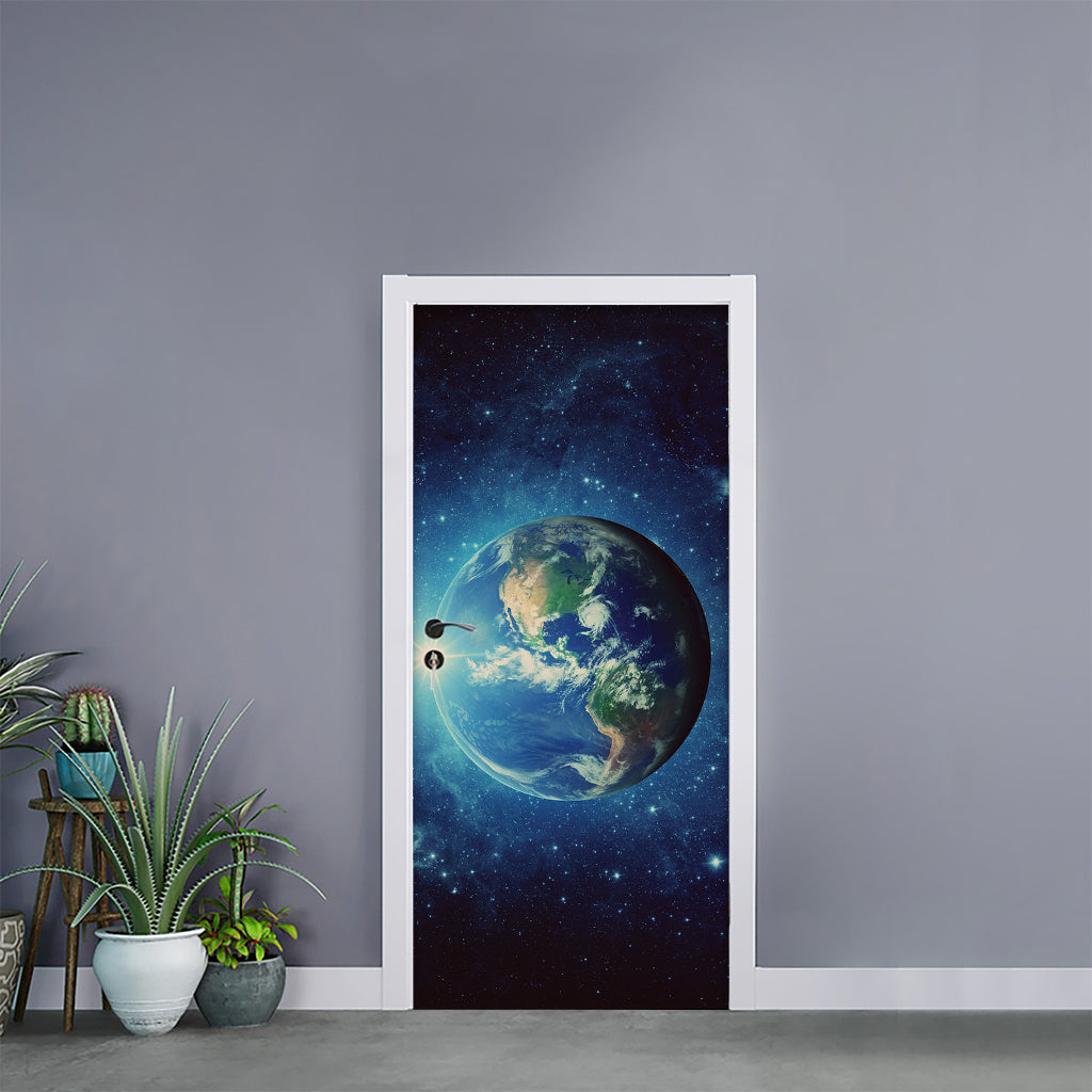 Earth And Space Print Door Sticker