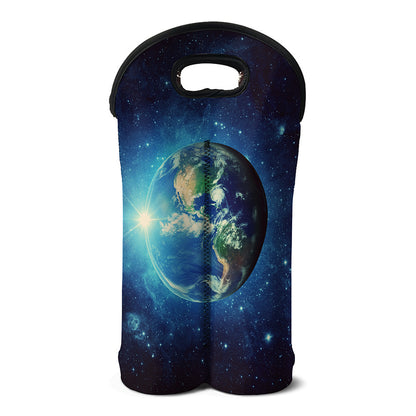 Earth And Space Print Double Neoprene Wine Tote