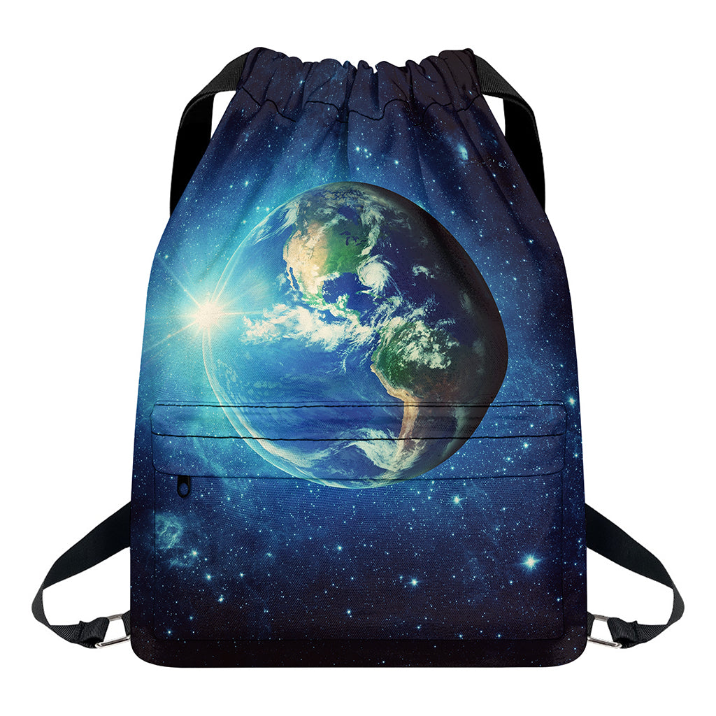 Earth And Space Print Drawstring Backpack