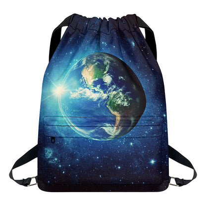 Earth And Space Print Drawstring Backpack