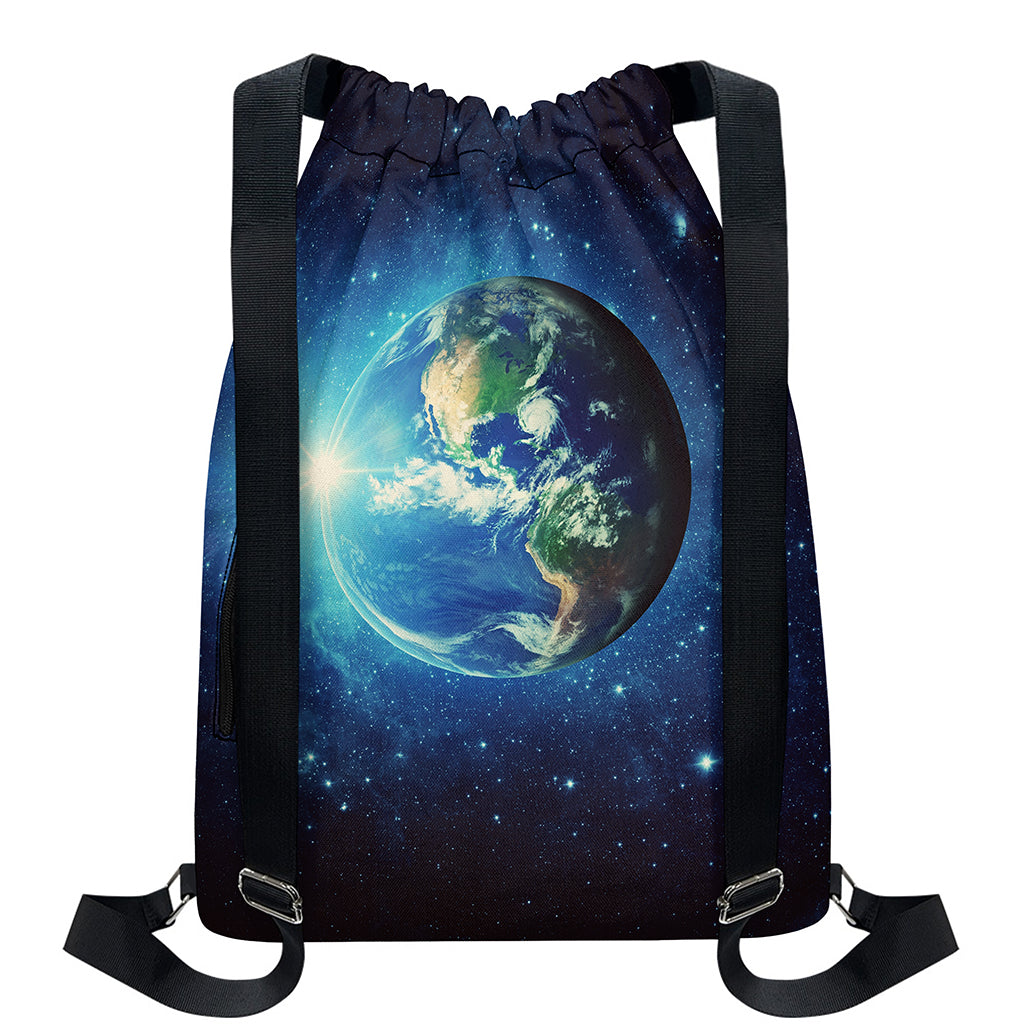 Earth And Space Print Drawstring Backpack