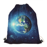 Earth And Space Print Drawstring Bag