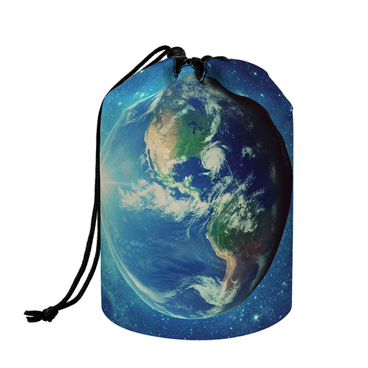 Earth And Space Print Drawstring Makeup Bag