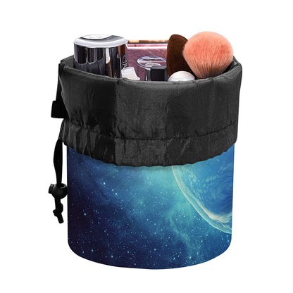 Earth And Space Print Drawstring Makeup Bag