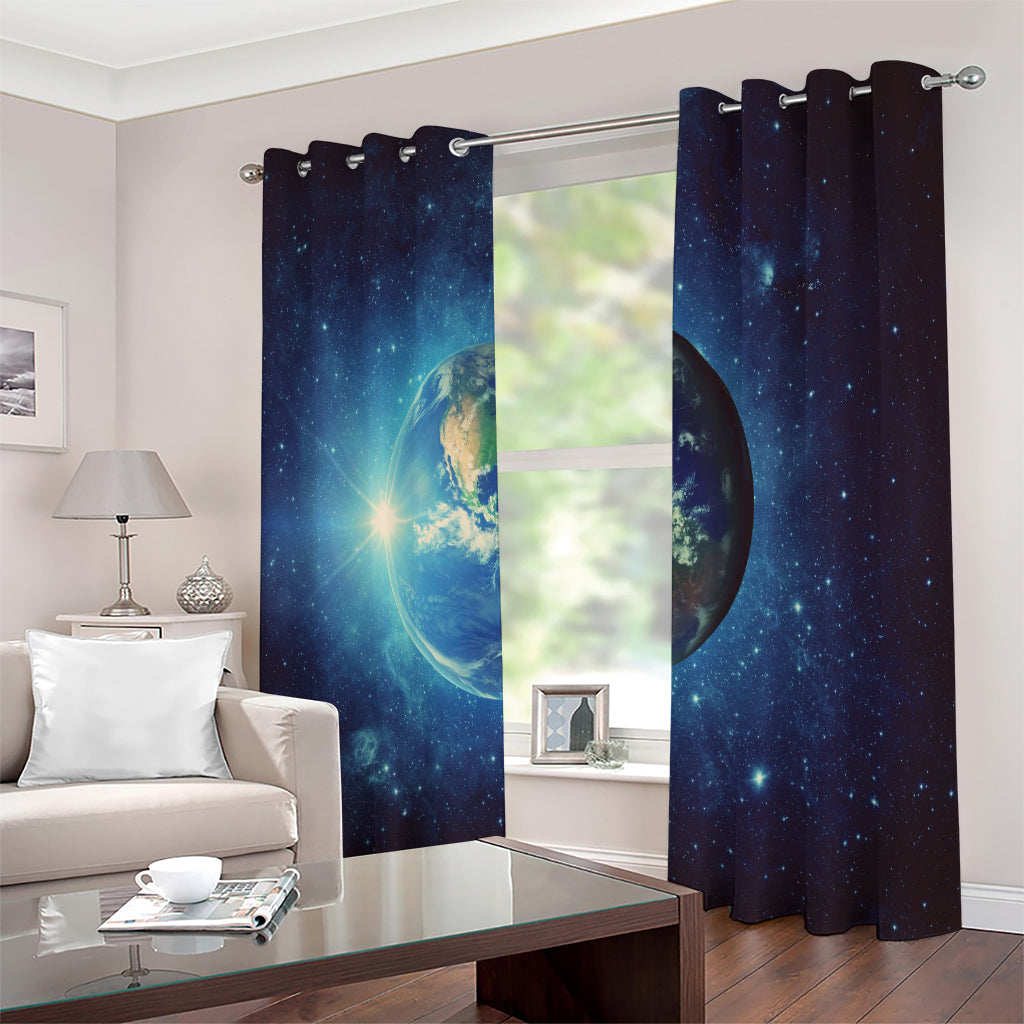Earth And Space Print Extra Wide Grommet Curtains