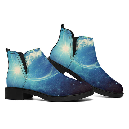 Earth And Space Print Flat Ankle Boots