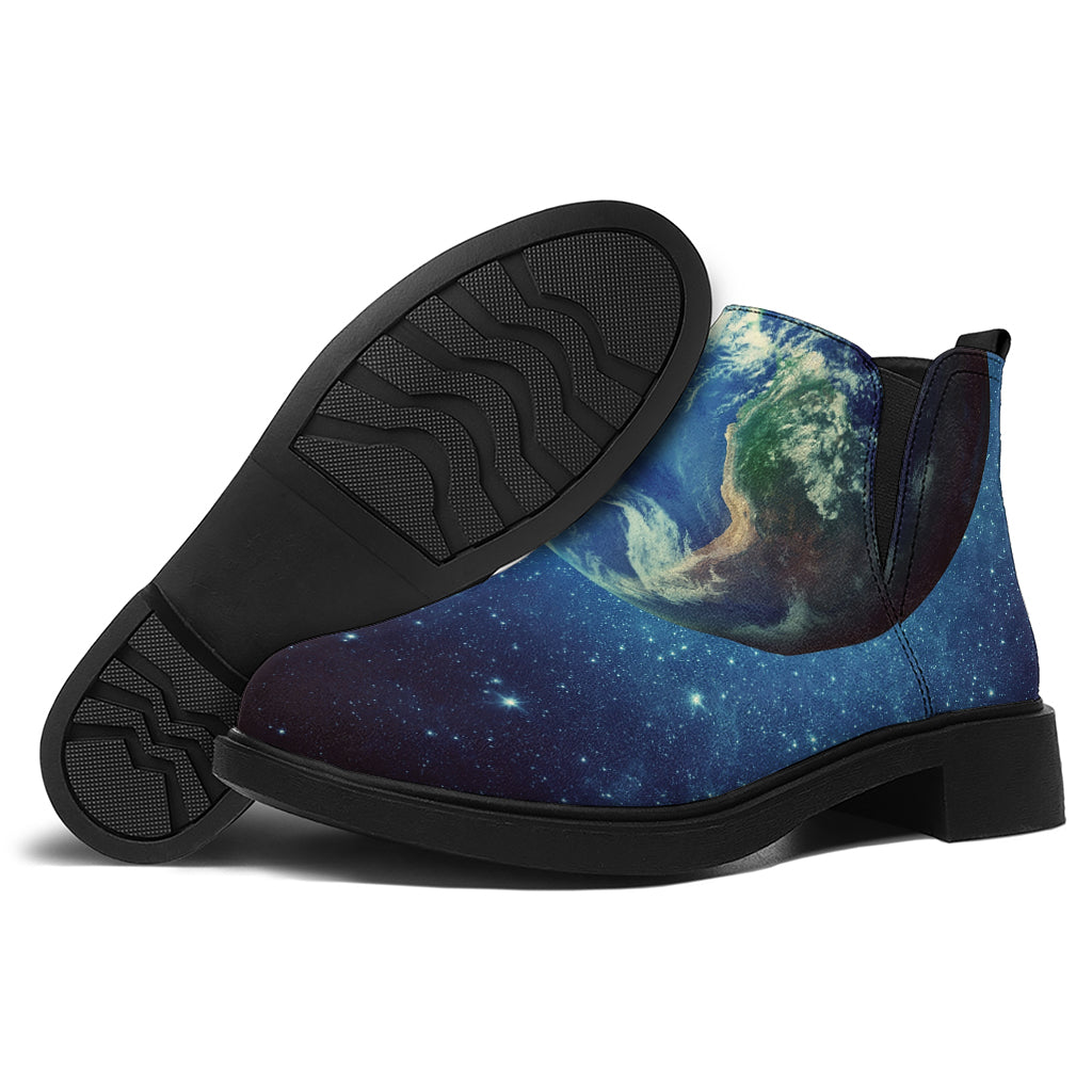 Earth And Space Print Flat Ankle Boots