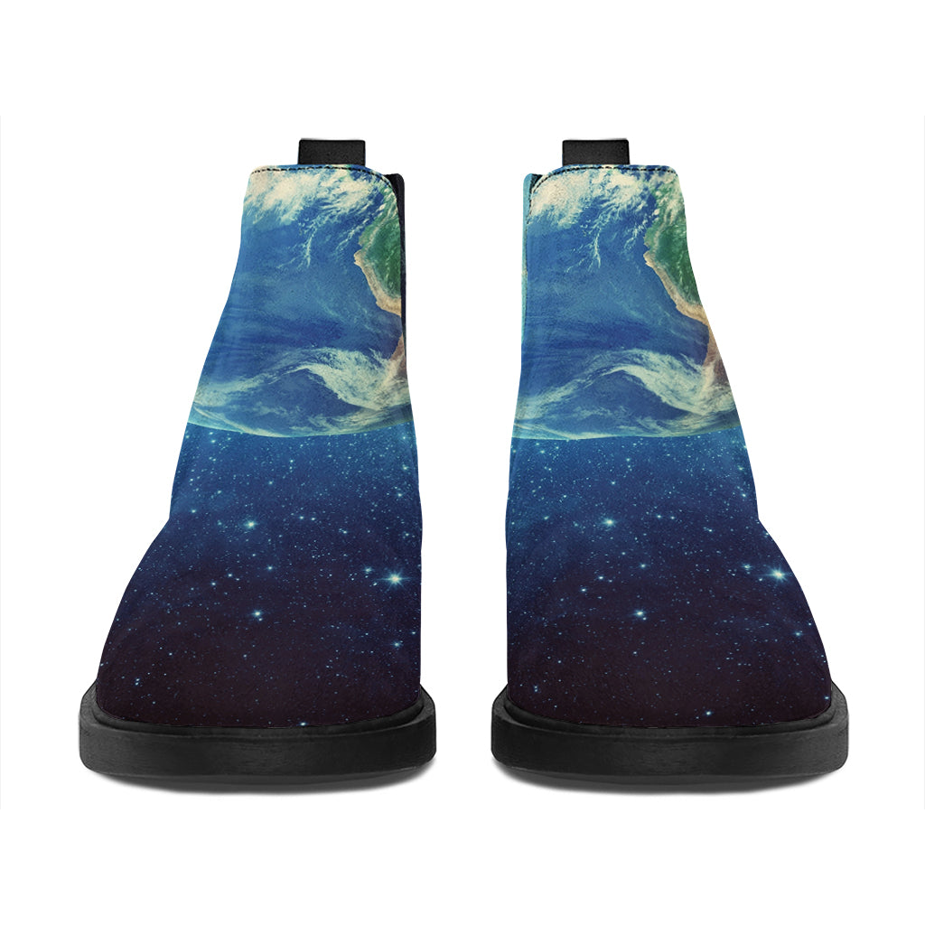 Earth And Space Print Flat Ankle Boots