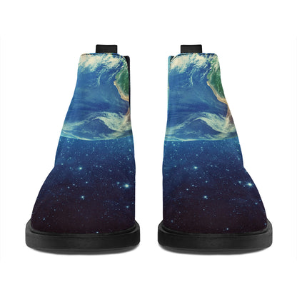 Earth And Space Print Flat Ankle Boots