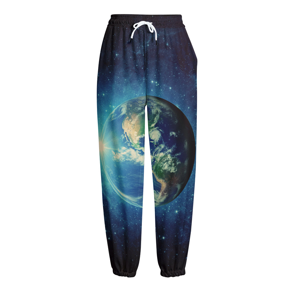 Earth And Space Print Fleece Lined Knit Pants