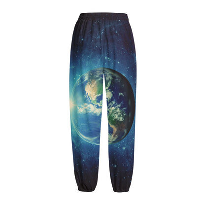 Earth And Space Print Fleece Lined Knit Pants