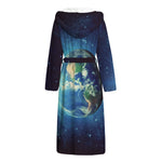 Earth And Space Print Hooded Bathrobe