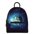 Earth And Space Print Leather Backpack