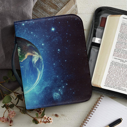 Earth And Space Print Leather Bible Cover