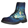 Earth And Space Print Lace-Up Boots